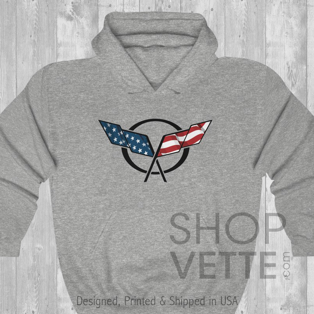 Corvettes Flag Design Sweatshirt, Corvette Americana Pullover
